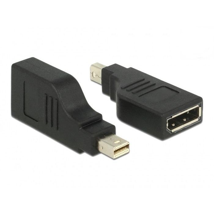 Адаптер Delock, mini DisplayPort 1.2 мъжко - DisplayPort женско, 4K, 90°