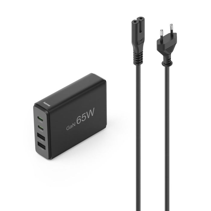 Зарядна станция HAMA 65 W, GaN, Fast Charger, 2 x USB-C, 2 x USB-A, PD