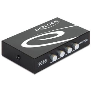 Превключвател Delock 87634, Ръчен, 4 x USB 2.0 порта, Черен