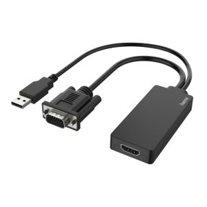 Конвертор VGA+USB мъжко-HDMI женско Full HD 1080p Черен