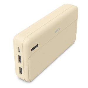 Външна батерия HAMA "Pocket 20" 20000 mAh Изходи: 2x USB-A бежов