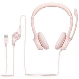 Слушалки с микрофон Logitech H390 USB розов