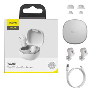 Безжични слушалки Baseus Encok WM01 TWS Bluetooth 5.3 бели