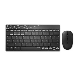 Комплект клавиатура и мишка RAPOO 8000M Multi mode Bluetooth &2.4Ghz, Безжичен Черен