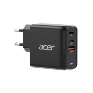 Адаптер Acer Power Adapter 67W PD GaN Charger, 2 x USB C and 1 x USB A, EU Plug, 100W USB-C cable, Black (Retail Pack)